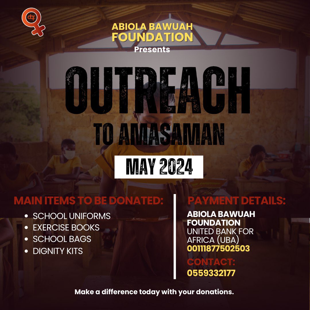 Join us in making a difference! We're heading to Amasaman in May to support disadvantaged girls in need. Your donations and support can light up their lives and pave the way for a brighter future. Together, let's empower and uplift these young minds.

#empowergirls #charity