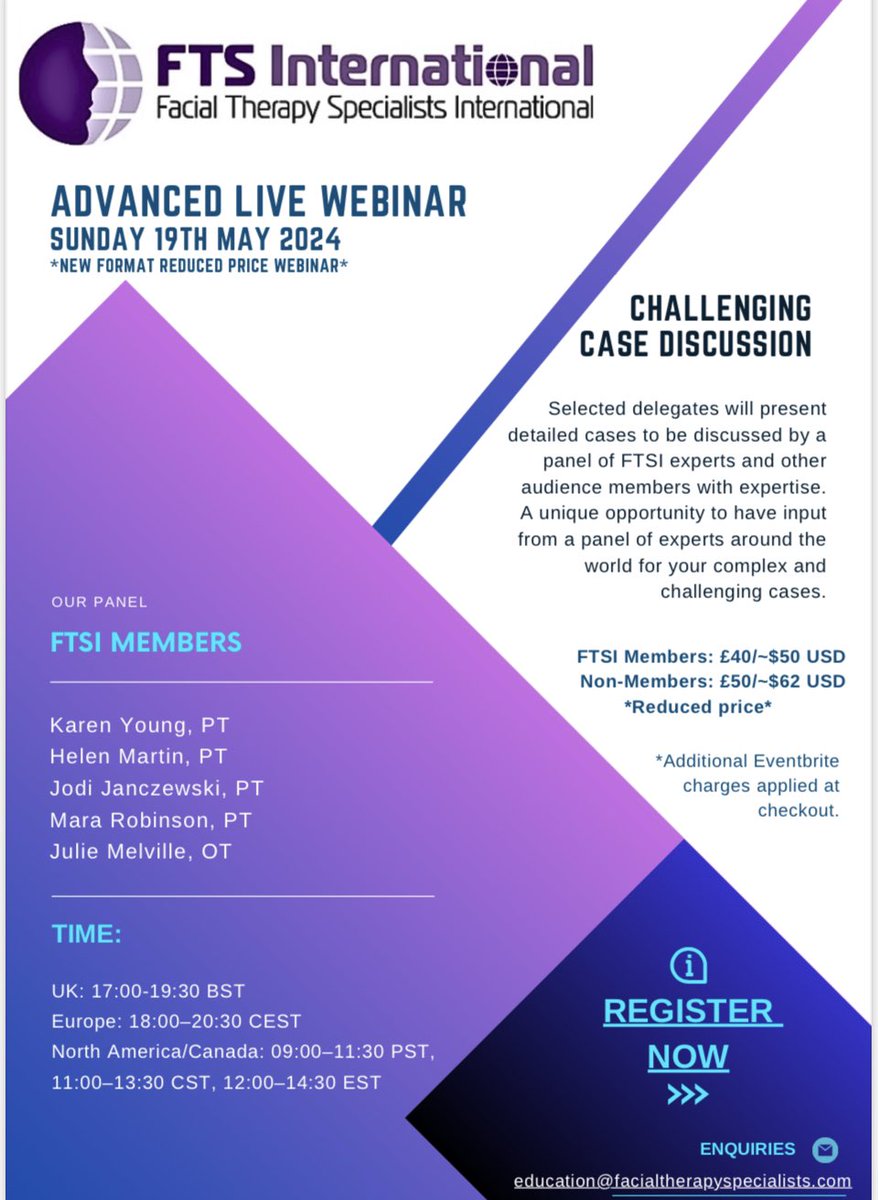 You are invited to an Advanced Live Webinar! See the details below for an opportunity to discuss challenging cases with a panel of FTSI experts. REGISTER HERE! eventbrite.com/e/challenging-…