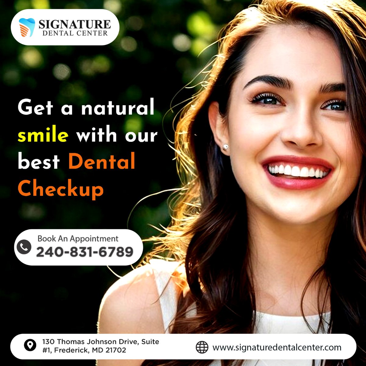 Keep your smile shining bright with regular dental checkups!
.
For appointments, call or text: +1240-831-6789
Or Visit: signaturedentalcenter.com
.
#Dentalcheckups #Pediatricdentistry #toothextraction
#teethwhitening #straighteningteeth  #dentalbonds 
#dentist #dentaltreatment