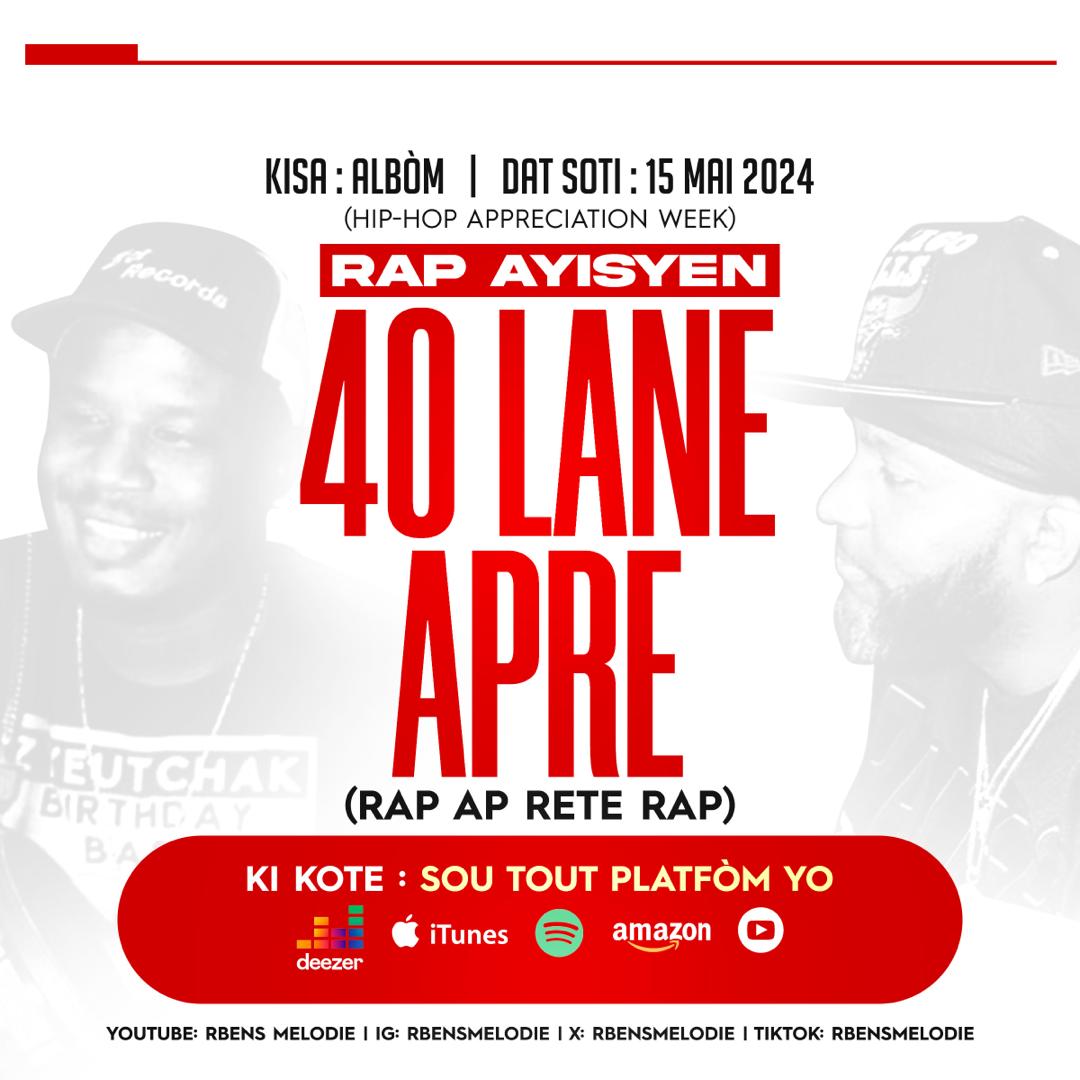 annpalerap's tweet photo. Lonè ak respè pou tout fanatik Rap/Hip-hop, finalman Dat sòti albòm "40 Lane Rap Ayisyen Aprè" (Rap Ap Rete Rap) la se pou 15 me 2024, rete konnekte a tout platfòm "RbensMelodie" yo pou n okouran sou tout sa ki gen pou tanmen...

Viktwa pou kilti a...

#RapAyisyen #Hiphop https://t.co/Ug3bp6zUIz