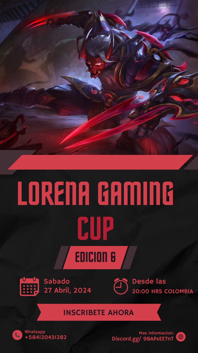 LorenaGamingVE's tweet photo. Regístrate ahora y demuestra tu habilidad en la Grieta del Invocador. ¡No te pierdas esta oportunidad de ser el campeón y llevarte increíbles premios! 🏅
 ¡Que comiencen los juegos! 📷

 #LorenaCupLoL #TorneoLoL #RiotPoints #LeagueOfLegends https://t.co/lh1IdPEZIl