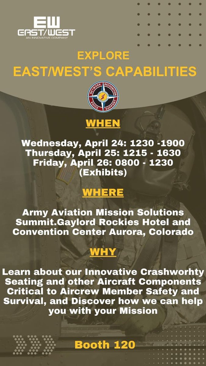 We’re set up and ready to go at the @Army_Aviation Misson Solutions Summit and are looking forward to meeting with you; let’s connect!

#24summit #army #armyaviation