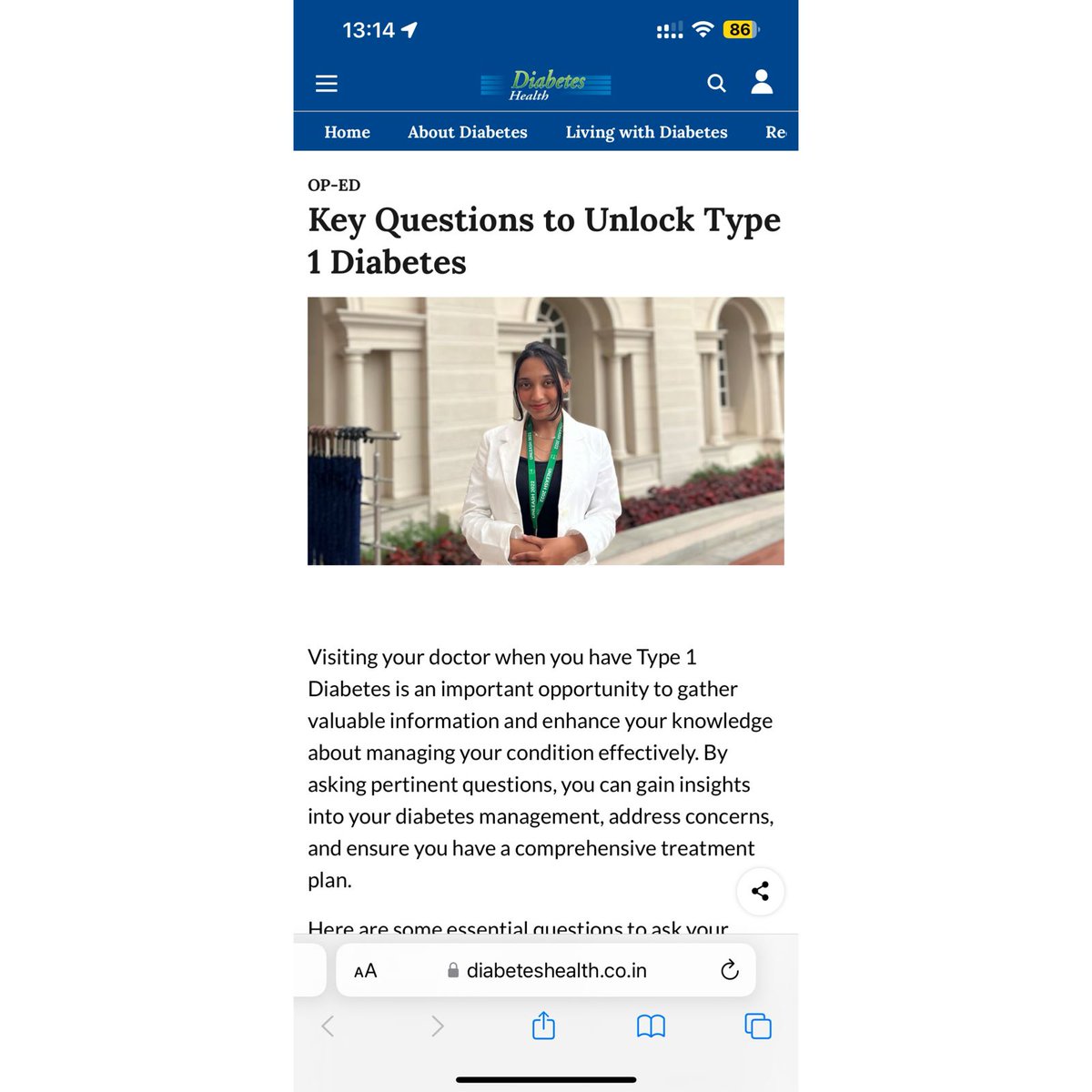 📢 IN THE NEWS In the @DiabetesHealth_ Magazine, @saaaannsss discusses the importance of asking your doctor pertinent questions about your type 1 diabetes 💊💉 Read- diabeteshealth.co.in/op-ed/2024/04/… #T1D #T2 #insulin #DiabetesIndia #Diabetes #health #BlueCircleDiabetesFoundation