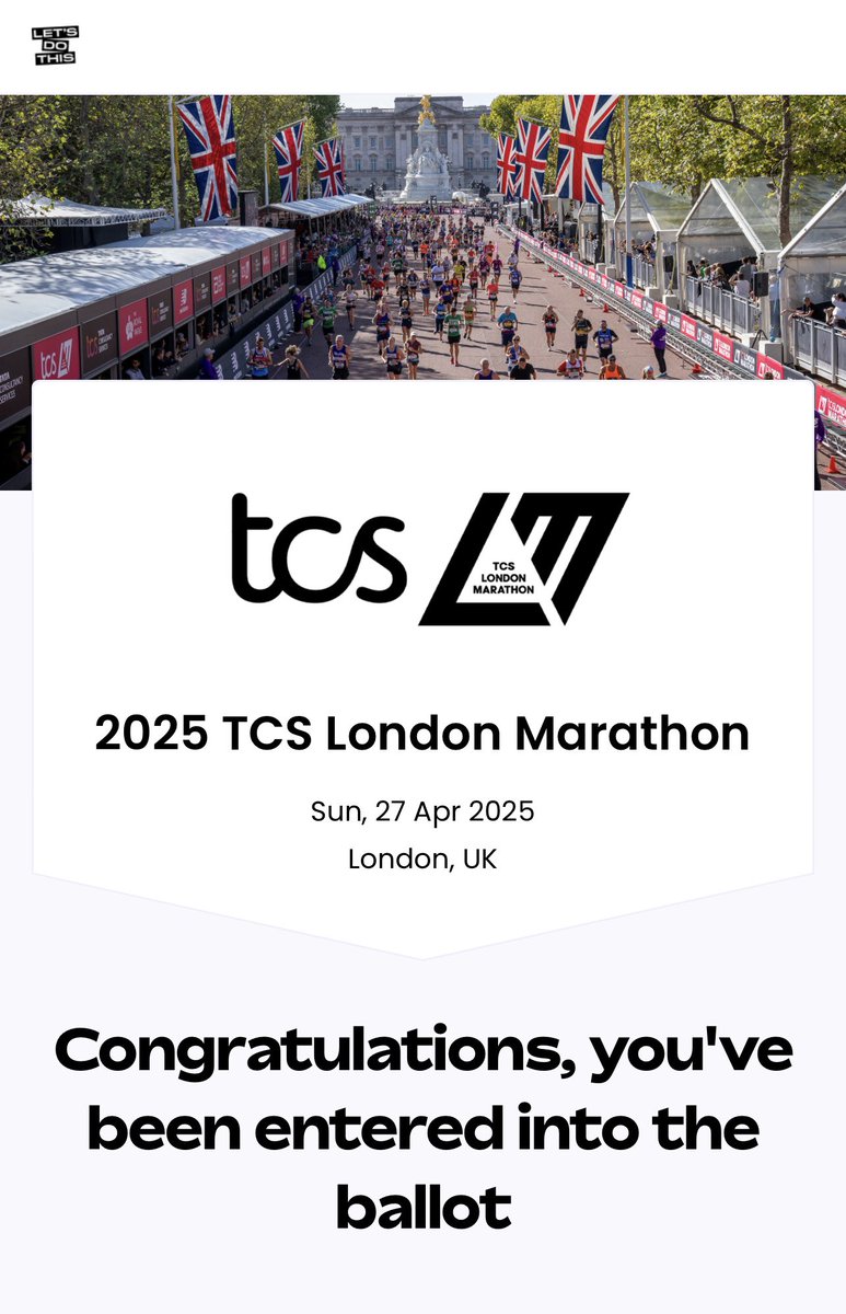 Well, I thought I should have an aim for this running malarkey🏃🏻 put my name in the ballot for the 2025 @LondonMarathon - gets drawn on Saturday 🤞🏻 #LondonMarathon