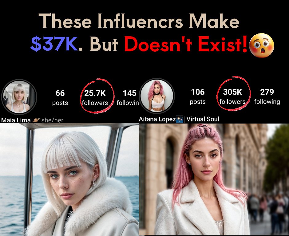TechVibeAI's tweet photo. Imagine influencers $57K making  without existing!

Aitana &amp; Maia are killing it on Instagram, but they're not real!   They're AI-powered &amp; ANYONE can do it (including YOU!) in under 60 seconds.  ⏰ https://t.co/nM2ChjEO8e