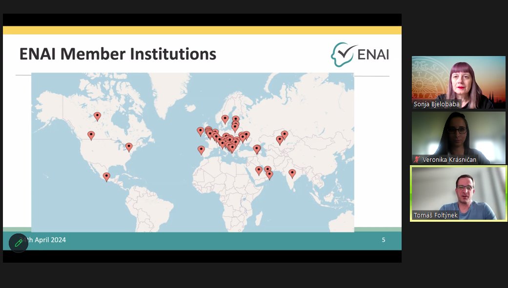 🔔 Our webinar on 'Utilizing AI in Higher Education' is LIVE right now! Tomáš Foltýnek is currently presenting insights about our network, and Sonja Bjelobaba will soon delve into the topic of AI in academia!