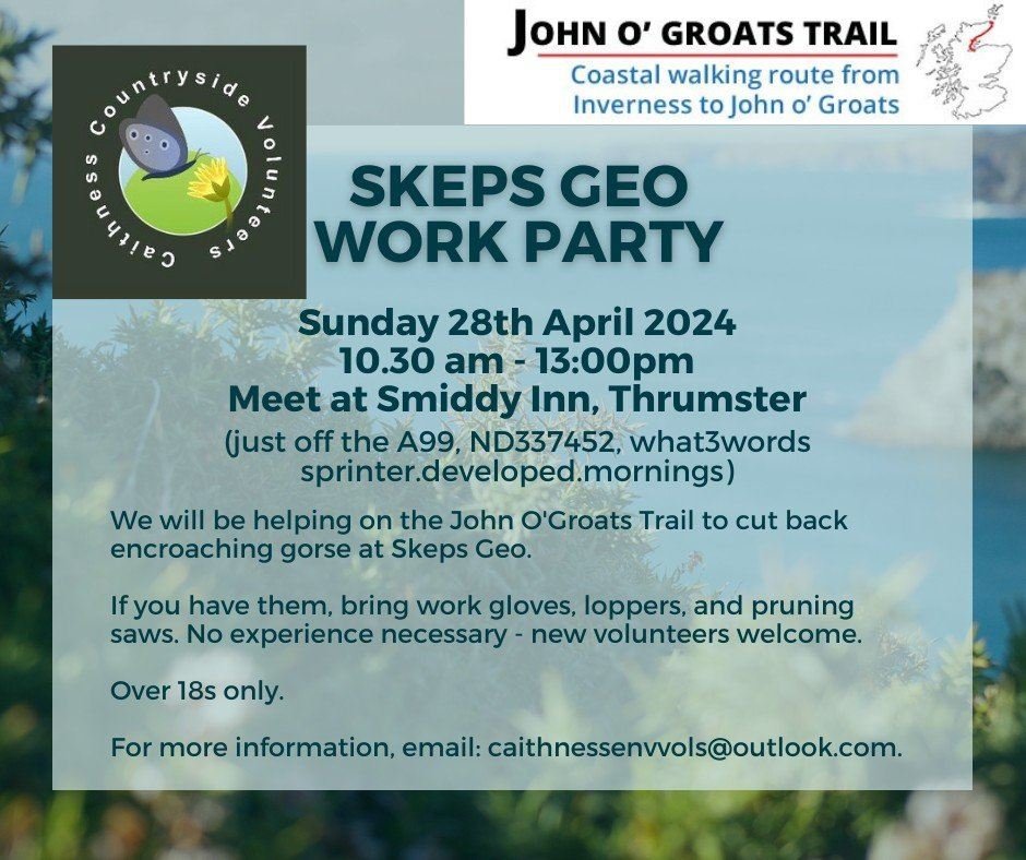 👍 VOLUNTEERING ON THE TRAIL! 👍

We're joining #Caithness Environment Volunteers in a spot of gorse removal on the Trail - helping #jogtrail walkers glide past these prickly devils. 

📅- Sunday 28th  
⏰ - 1030am - 130pm 
📷 - Meet at Smiddy Inn, Thrumster

#JohnOGroatsTrail