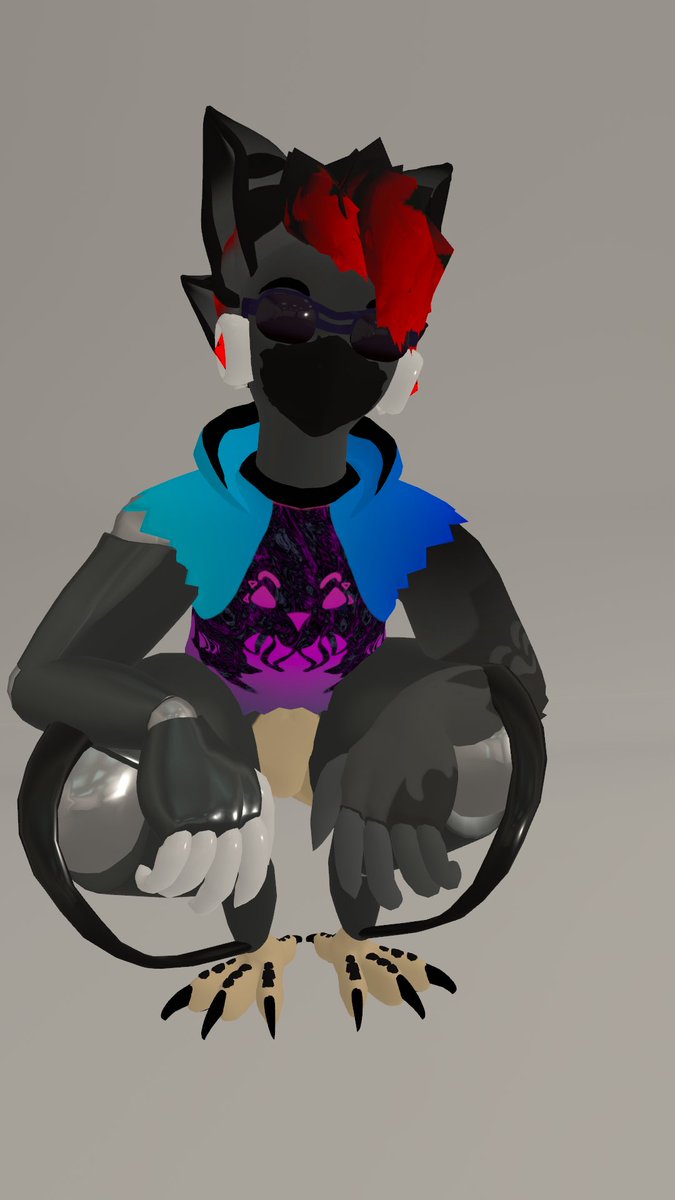 Pulcio_'s tweet photo. Here it comes! 
Nemesis Reboot (by Lupazzo)

It's a sort of Bird-Protogen
For now it has:
Removable Protomask
Wearable Glasses
Wearable Hoodie (Removes Chest Armor)

#vrchatavatar #modeling #blender #vrchatavatar https://t.co/UhW72qlzBU