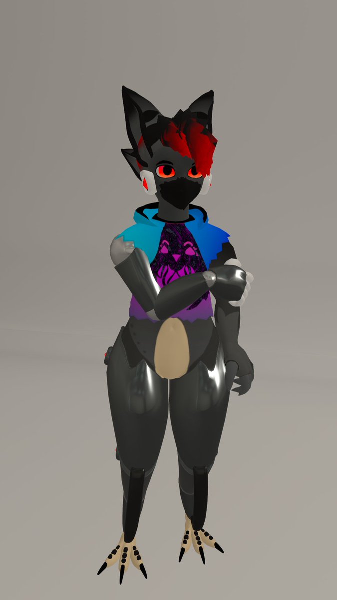 Pulcio_'s tweet photo. Here it comes! 
Nemesis Reboot (by Lupazzo)

It's a sort of Bird-Protogen
For now it has:
Removable Protomask
Wearable Glasses
Wearable Hoodie (Removes Chest Armor)

#vrchatavatar #modeling #blender #vrchatavatar https://t.co/UhW72qlzBU