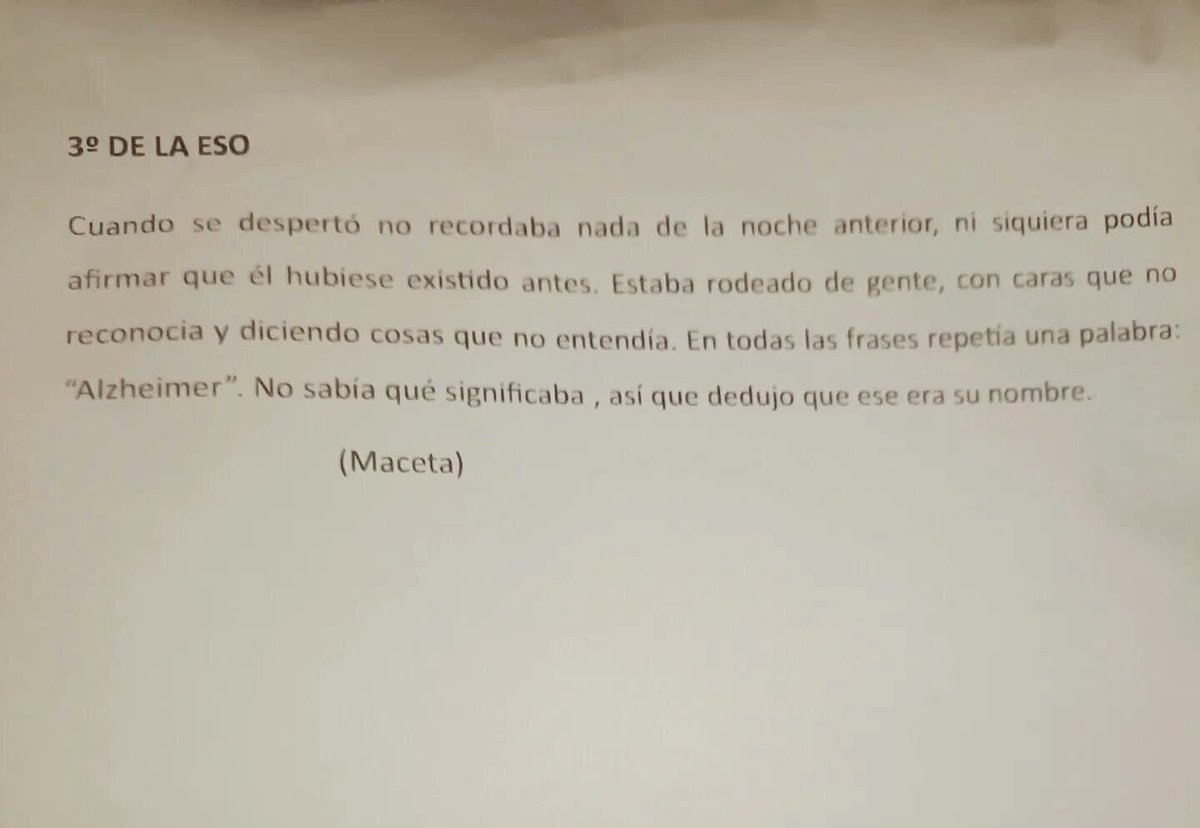 Diego Boy ha ganado un concurso de relato corto de su instituto con este maravilloso texto. ❤️ Muy orgulloso de mi peque, que firma como “Maceta”… vete tú a saber por qué 😃 #DiegoBoy #RelatoCorto