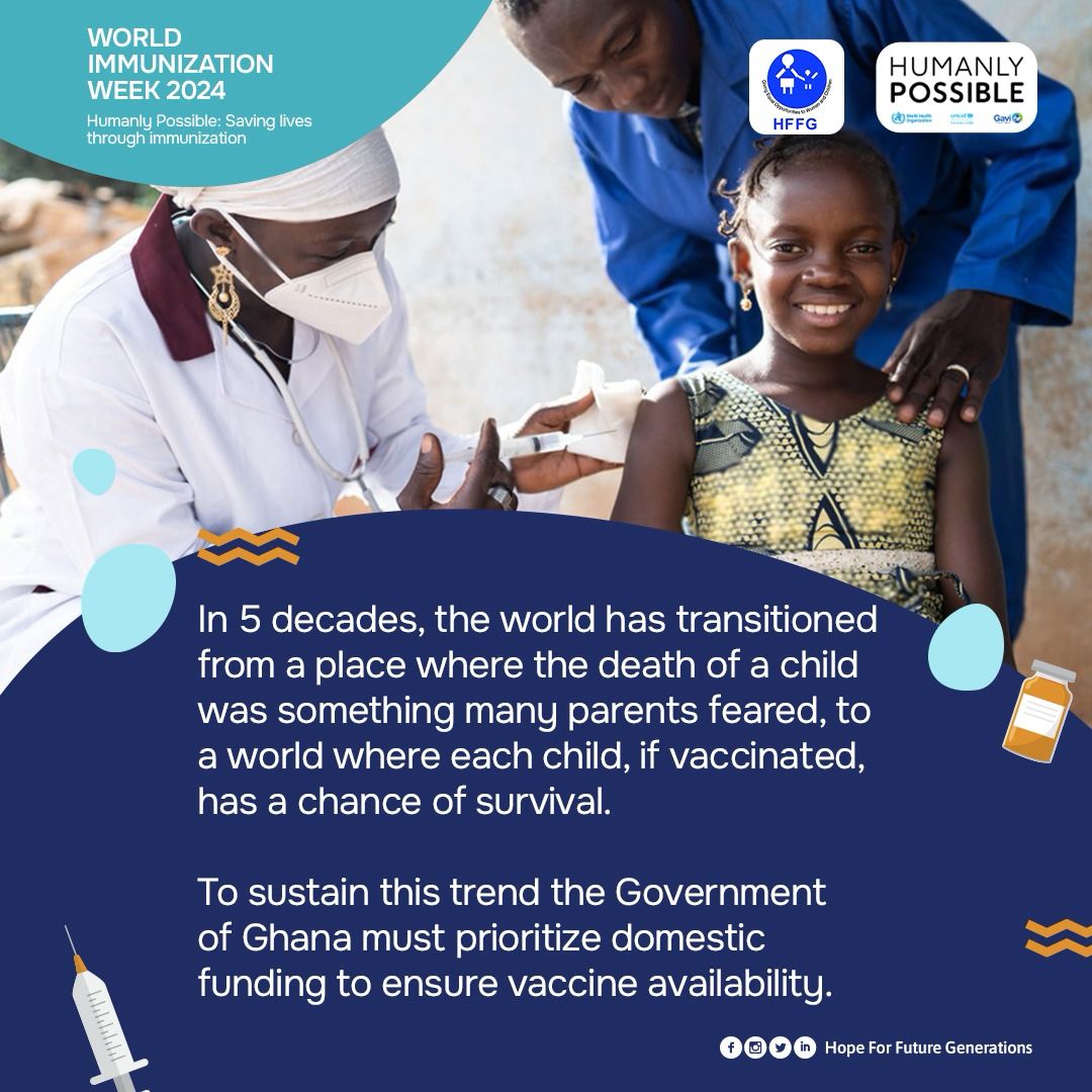 As we celebrate 50 weeks of expanded programmes on world immunizations EPI, the prioritise of immunizations are  mandatory to Save lifes, the trend must not end but rather continue strongly than ever.#ImmunizationWeek #FAIRProject #Vaccines4Life #LongLifeForAll #ImmunizeGH @MOH