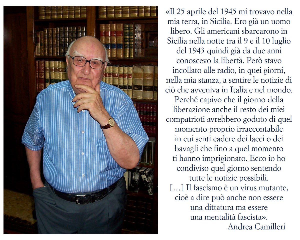sellerioeditore's tweet photo. Nel giorno della #Festadellaliberazione vogliamo condividere con voi le parole di Andrea #Camilleri, il suo sguardo sempre lucido. https://t.co/zKChkQWAHH