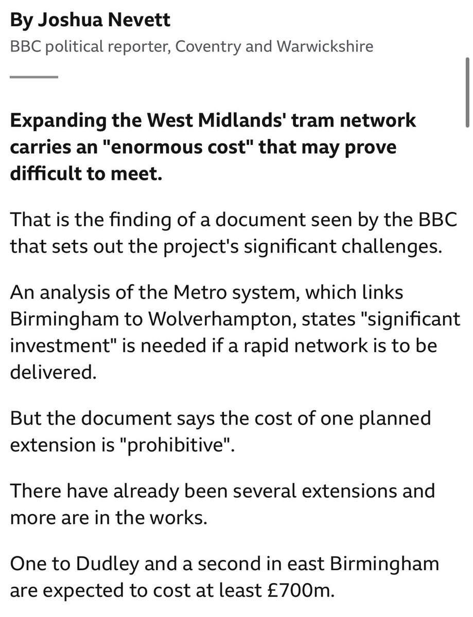 A reminder that the ‘enormous cost’ of building the West Midlands Metro extension to Dudley is *half* the cost of ONE ROUNDABOUT in Bedfordshire.