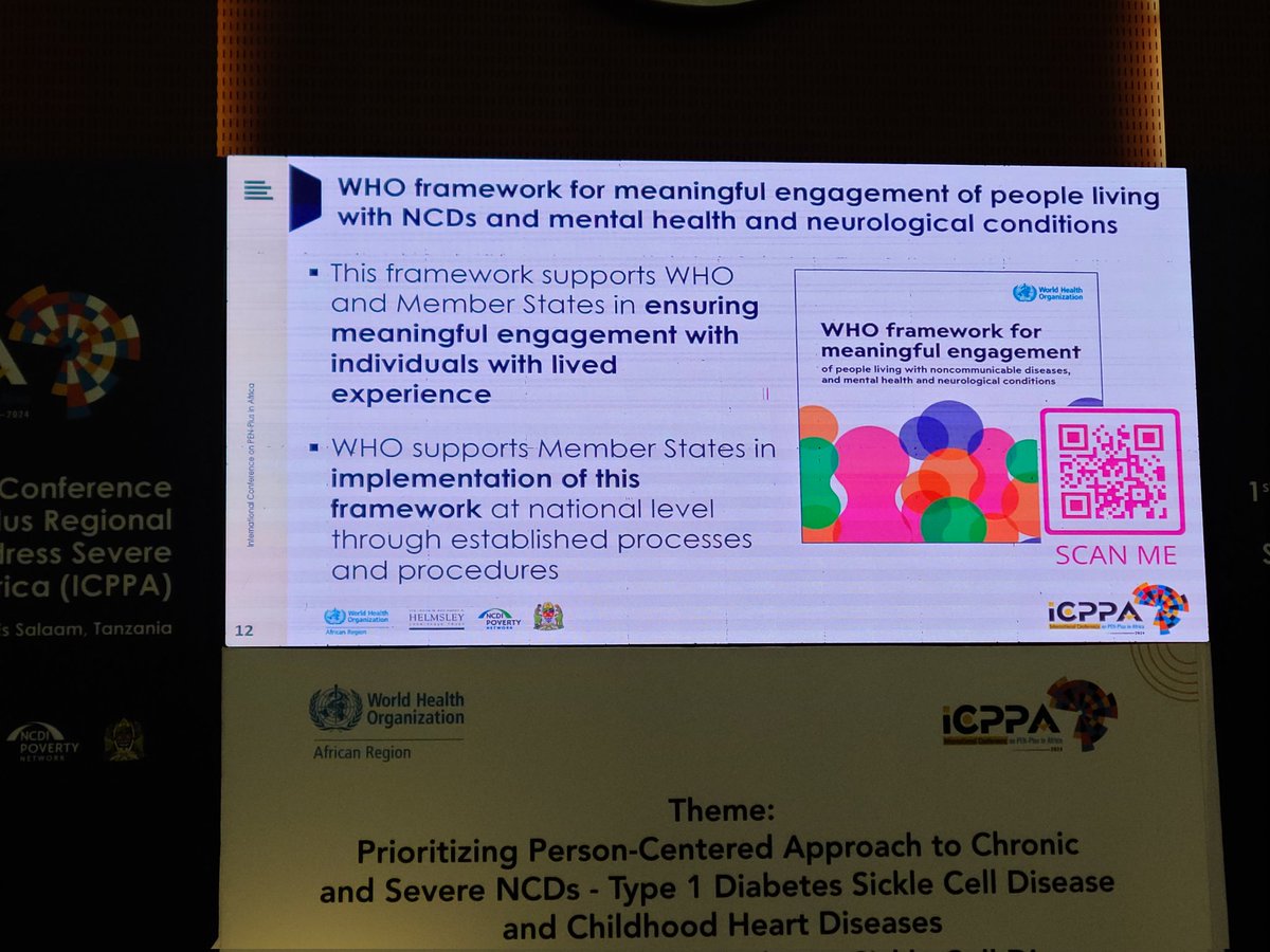 Dr. Yuka from @WHOAFRO emphasizes the value of meaningful engagement of PLWNCDs: -Lived experience is a valuable form of expertise. -It helps understand barriers, identify solutions, and plan policies and programs. Involving PWLE is crucial for effective healthcare strategies.