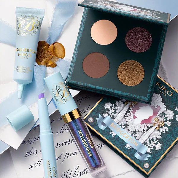 GossipRoomOff's tweet photo. La marque Kiko Milano a lancé une collection de maquillage inspirée de #Bridgerton qui vous donne un look radieux de l'époque ! 💄 https://t.co/86XSQP9n0W