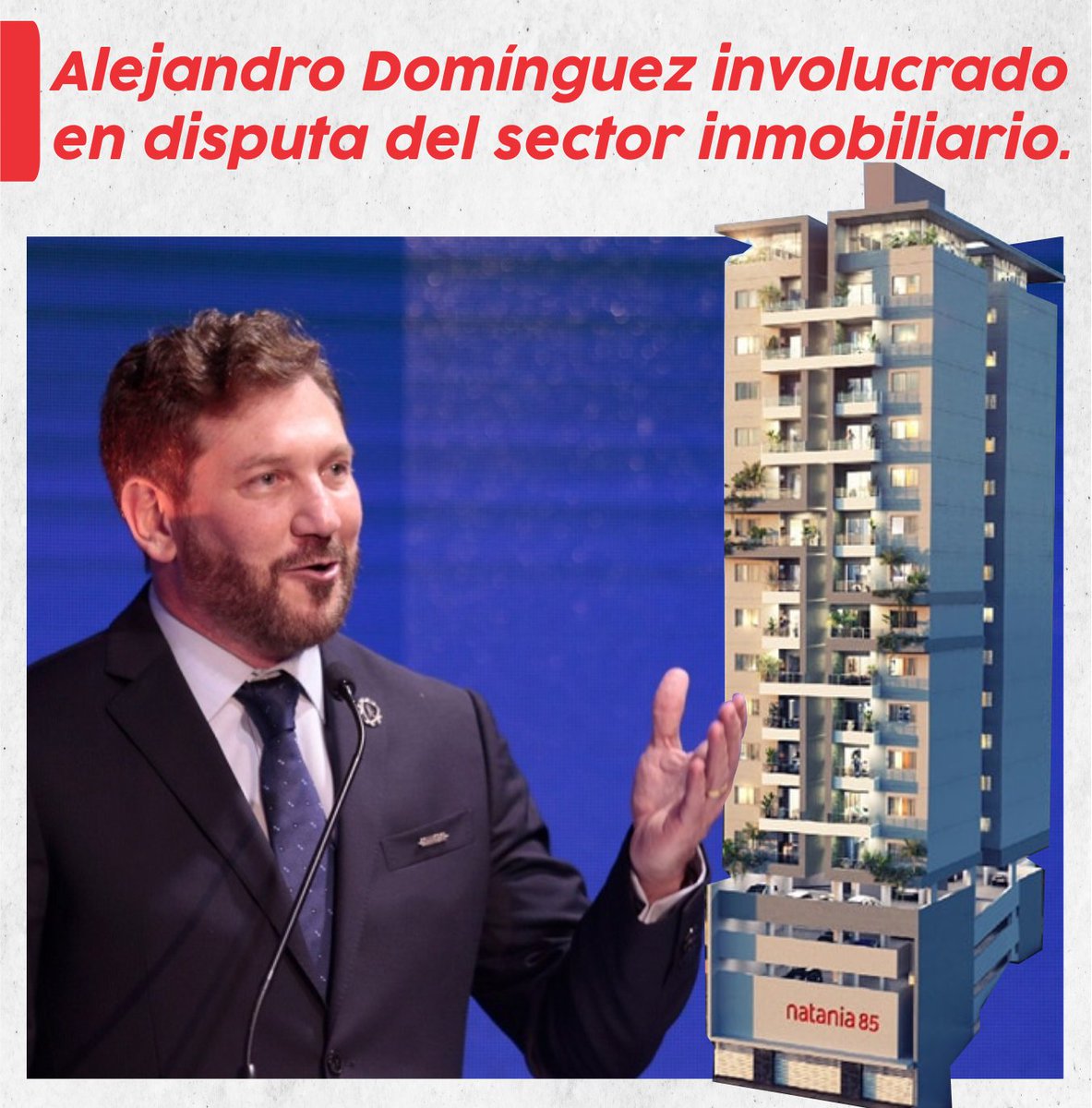 Presidente de la Conmebol, Alejandro Domínguez, estaría involucrado en una disputa del sector inmobiliario, utilizando supuestamente todos sus contactos políticos para detener el avance de obras que no son de su agrado personal o contra de sus intereses comerciales. Hilo