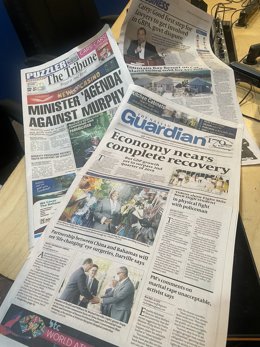 #MorningBlend is LIVE on @guardianradio96. “In The News”- Economy nears complete recovery since pandemic, but GDP yet to surpass Q2 2019; @BahamasMoe investigating brawl between Eight Mile Rock student and cop; “life-changing” eye surgeries through Bahamas-China partnership…