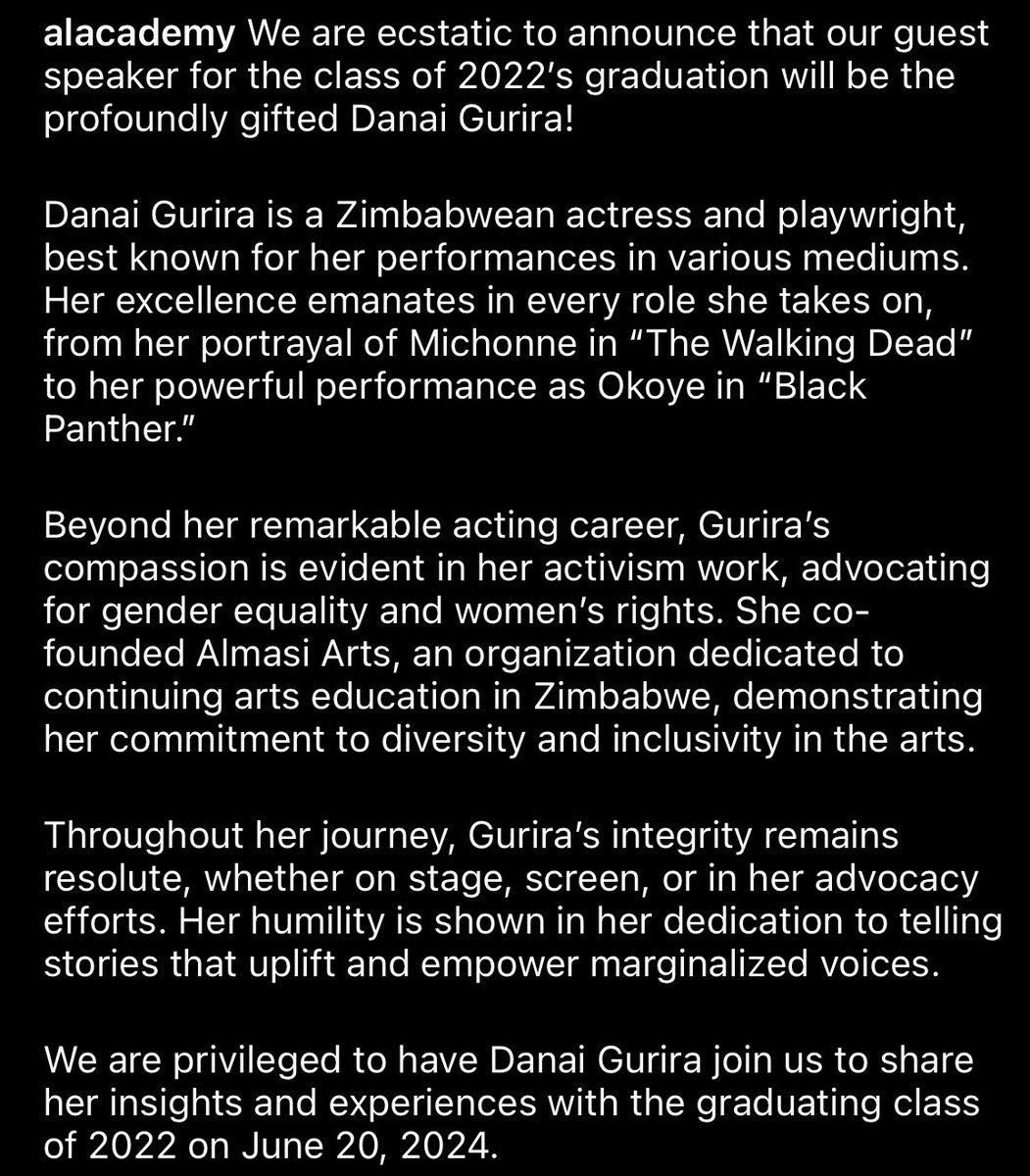 Danai will be a guest speaker at African Leadership Academy in South Africa    #DanaiGurira #MichonneGrimes #MrsRickGrimes #TheRealMrsGrimes #GeneralOkoye #Okoye #MCU #TWDFamily #Towl #Zim #Zimbabwe #SouthAfrica #Alacademy 
#Queenoftheapocalypse 📸ig: alacademy