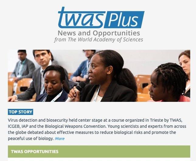 ⏰ Don't miss the latest 🆓 TWAS Plus e-bulletin emm.twas.org/mautic/email/p… It includes news from TWAS and its Young Affiliates network, as well as from our associated organizations, namely @IAPartnership, @OwsdSecretariat, and @ictpnews!