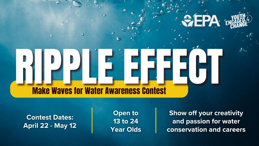 Make a Splash for Change! 💧 EPA has teamed up with Youth Engaged 4 Change to launch a creative contest to raise awareness of water conservation and careers. Let's create a brighter, water-wise future together! engage.youth.gov/opportunities/…