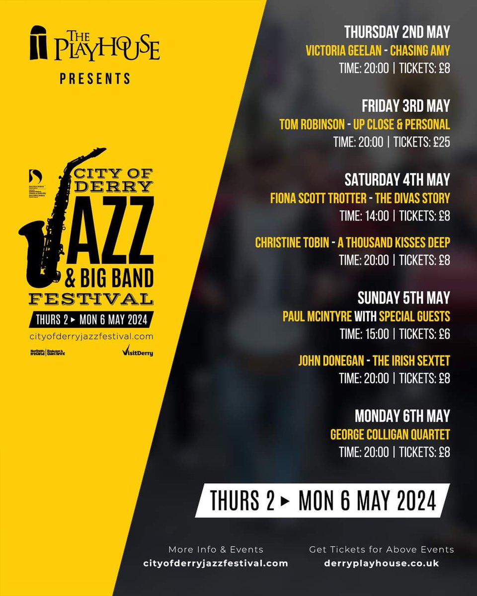 DerryPlayhouse (@playhousederry) on Twitter photo With <a href="/derryjazzfest/">DerryJazzFest</a> just around the corner, be sure to check out our full programme of events at The Playhouse ๐ท
Book Now ๐
derryplayhouse.co.uk/whats-on With <a href="/derryjazzfest/">DerryJazzFest</a> just around the corner, be sure to check out our full programme of events at The Playhouse ๐ท
Book Now ๐
derryplayhouse.co.uk/whats-on