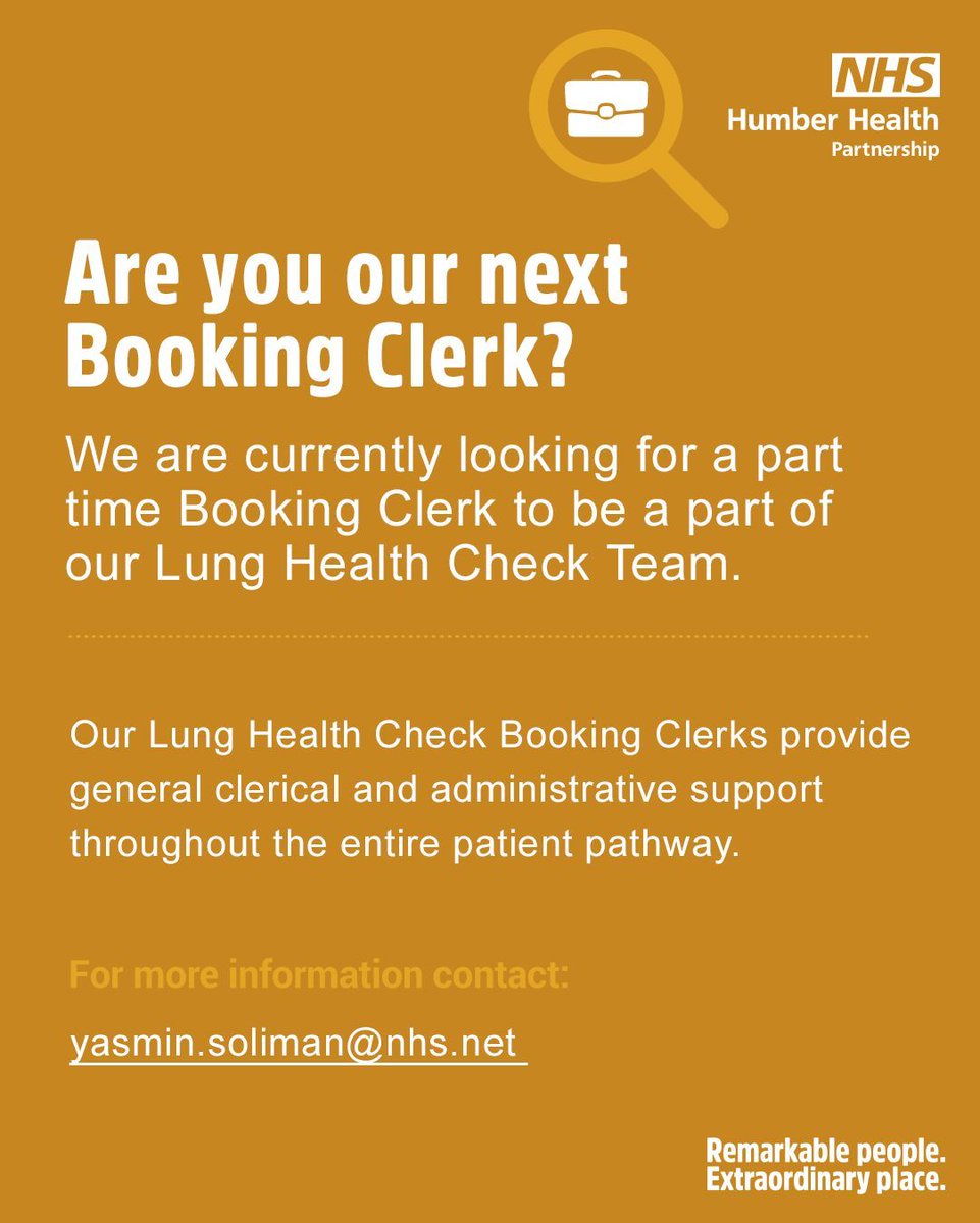 Our Lung Health Check team are looking for their next booking clerk. Is that you? For more information click here: buff.ly/3QgSq3V