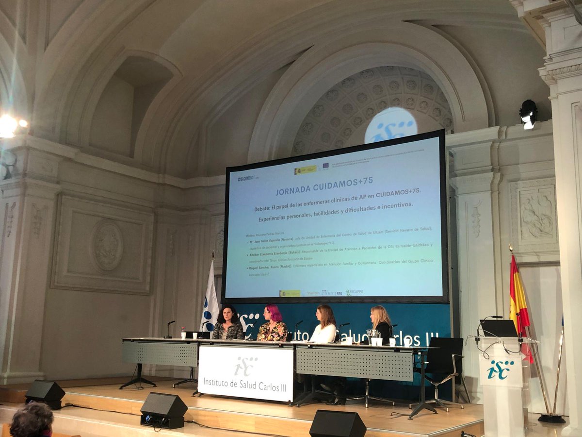 Investenisciii's tweet photo. 3⃣Mesa El papel de las enfermeras clínicas de AP en #cuidamosmas75. Experiencias personales, facilidades y dificultades e incentivos.
· Mª José Galán, Servicio Navarro de Salud
· Aitziber Etxebarría, @osakidetzaEJGV 
· Raquel S. Ruano, Grupo Clínico Asociado (Madrid) @SaludMadrid https://t.co/PpL05s6B2s