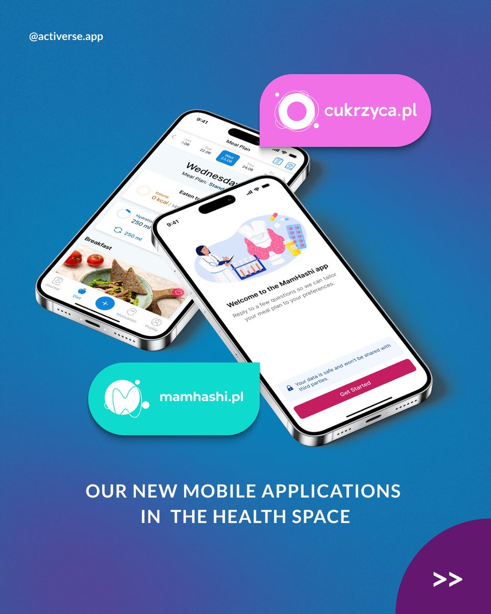activerse_app's tweet photo. After two years of hard work, we're stoked to introduce two apps for our pals in Central Europe dealing with diabetes and Hashimoto's.
https://t.co/GetRfN1RHA: This is our free app for people with diabetes! It's got a diet plan, insulin calculator, and a self-monitoring diary.
https://t.co/45etSyv5tE: The app is dedicated to people with Hashimoto’s disease. It comes with a special meal plan to help our users support their health, manage their weight.