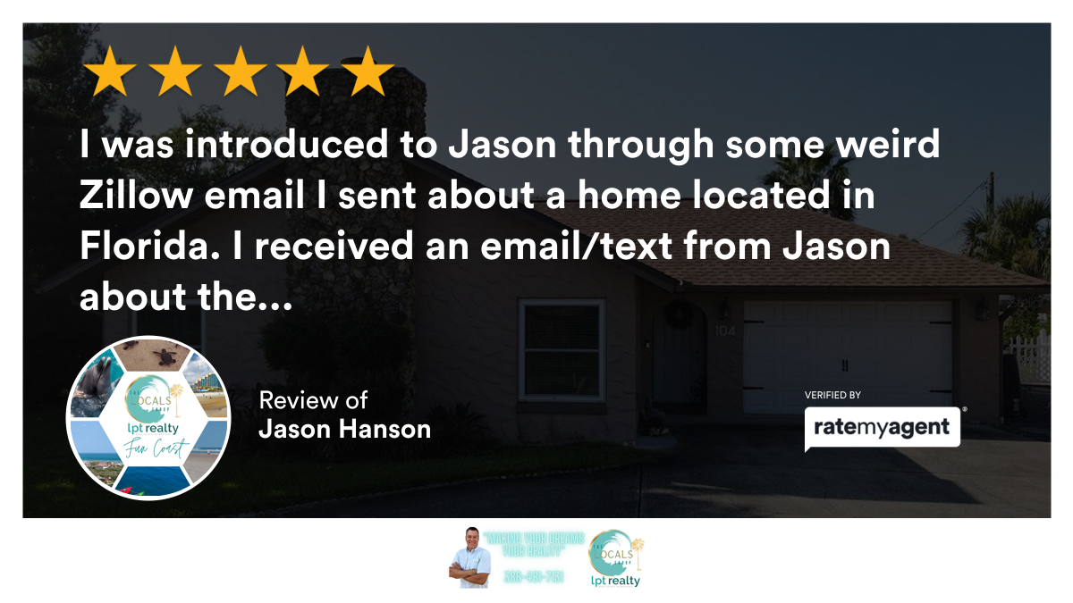 My latest RateMyAgent review in Ormond-by-the-Sea.
 SL3545458
rma.reviews/OrmugNf8JogP

...
#ratemyagent #realestate #TheLocalsGroup #LPT_Realty #JasonDreamsRealty #BeachLife