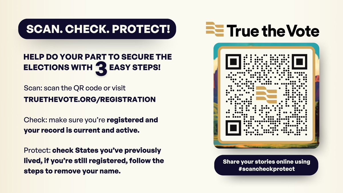 In just the first couple of months our #scancheckprotect initiative has already been a major election integrity success thanks to all of you! Keep sharing it far and wide!

Like. Share. Follow. 👉🏻 @TrueTheVote