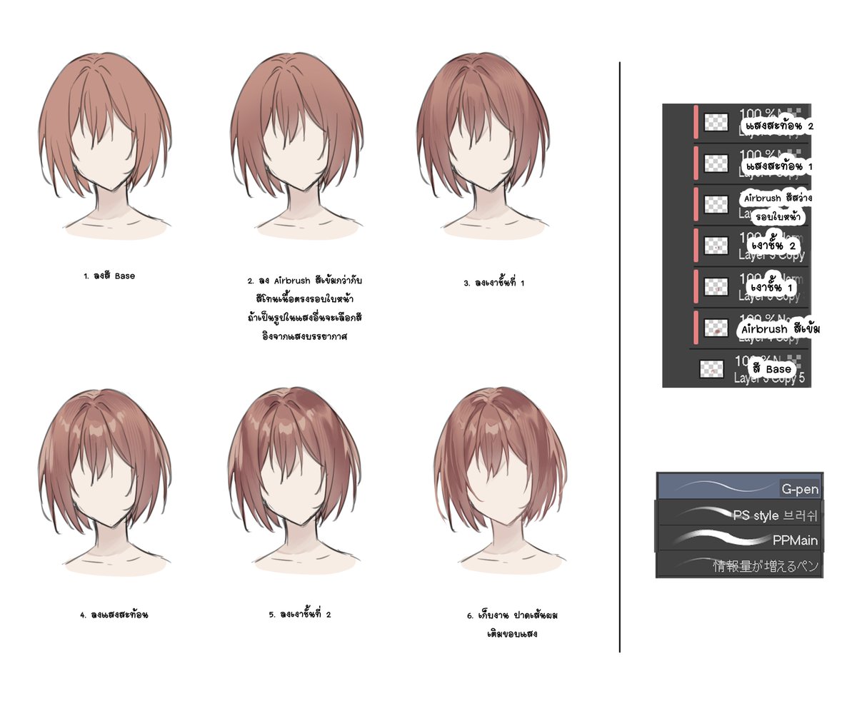 อาจจะมีสลับขั้นตอนบ้างในบางงาน แต่หลักๆก็ประมาณนี้ค่ะะ ตำแหน่งลง Airbrush ในขั้นตอนที่ 2 จะขึ้นอยู่กับทิศทางแสงเงาของงานค่ะะ