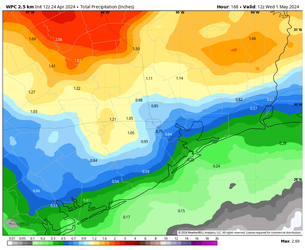 Houston will see continued warm weather, with windy conditions beginning Thursday and persisting through the weekend. Starting Sunday we’ll start to see some rain chances that will likely peak on Monday. spacecityweather.com/houston-to-war…