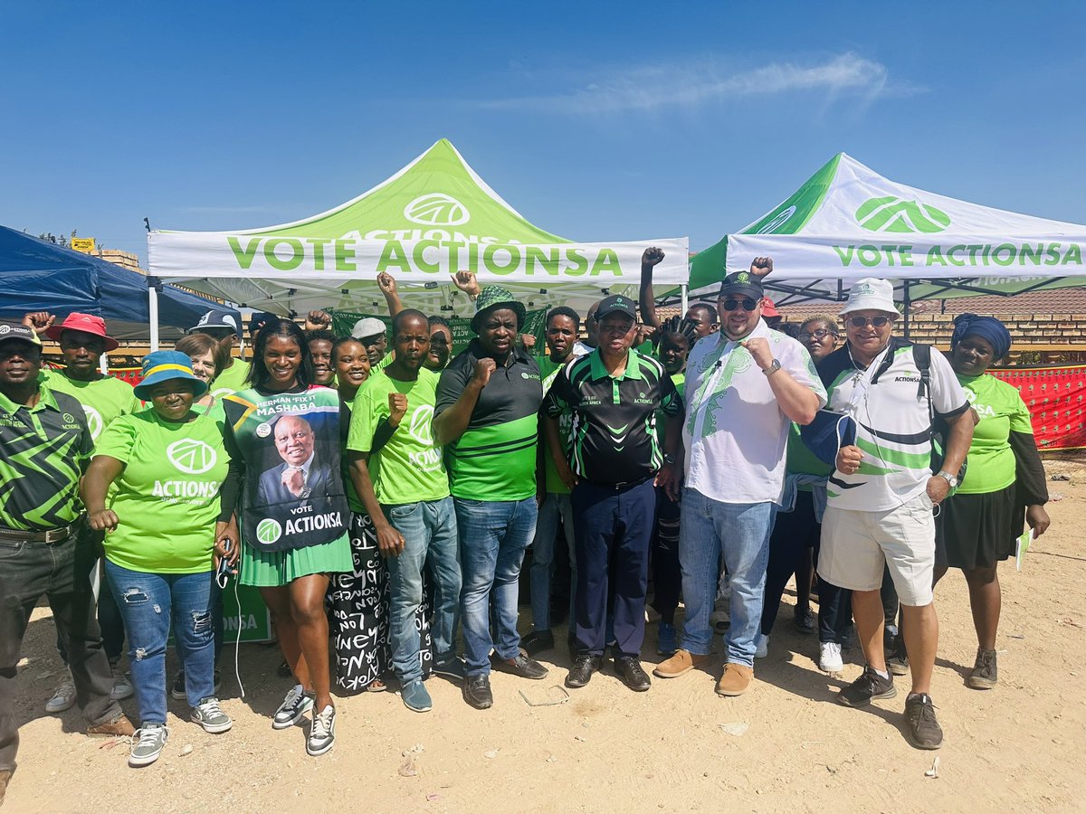 @Action4SA President arrives at Ward 10 bi-elections at Ernest Matlou VD with Limpopo Provincial Chairperson @VictorMothemela. They are surrounded by activists who have been working hard preparing for this bi-election. #OnlyActionWillFixSA 🇿🇦💚