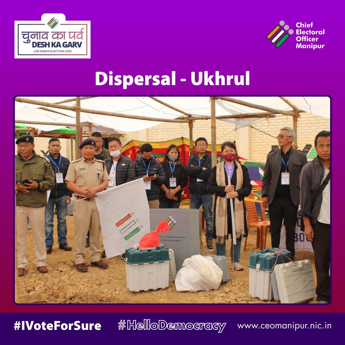 CeoManipur's tweet photo. Dispersal of P-2 Polling Personnel in respect of Tengnoupal and Ukhrul Districts, for Phase-2 of the Lok Sabha Election 2024, scheduled for 26th April, 2024.  

#ChunavKaParv #DeshKaGarv #IVote4Sure #HelloDemocracy #LokSabhaElections2024 #ECI #CEOManipur #VotingRights https://t.co/vNwKob7H8K