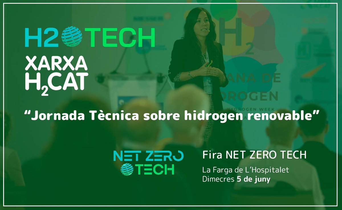 xarxaH2CAT's tweet image. H2CAT organiza el próximo 5 de junio una #jornada técnica de día completo centrada en el #hidrógeno renovable #H2TECH y sus aplicaciones en el ámbito de la #descarbonización en el marco de  @FeriaNetZero que se celebrará en La Farga de L’Hospitalet.

➕ xarxah2cat.org/es/la-xarxa-h2…