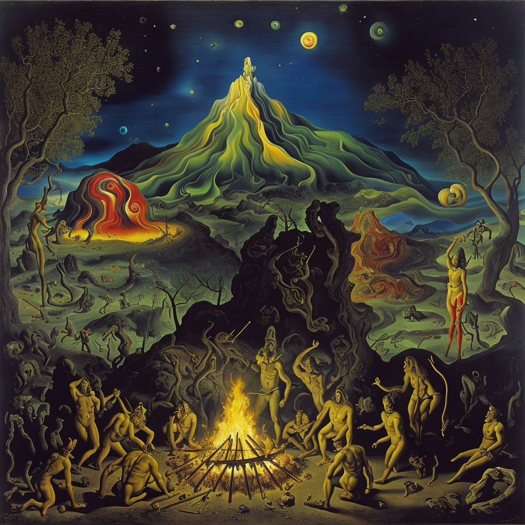 ai_pato's tweet photo. Illusion Diffusion: “Surrealistic colourful painting of orcs in Jupiter at night, in a forest next to a bonfire.”
.
.
.
.
.
.
#illusiondiffusion #design #poster #conceptart #aiart #midjourney #dalle #GenAI #StableDiffusion #art https://t.co/Z2jqgsFKic