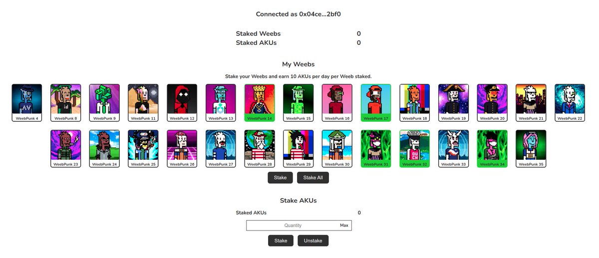 🥷🏼 STARK DEGENZ LEAKZ 🥷🏼 

Soon you’ll be able to stake your <a href="/WeebPunks/">WeebPunks</a> &amp; earn $AKU 💰

Stay tuned … <a href="/AkamaruStarknet/">Akamaru</a> is cooking 🧑‍🍳 

Best alpha on @starknet only available on <a href="/StarkDegenz/">Vladgz 🥷</a> 🤝 make sure to activate 🛎️ 

#starknet $strk #nft #Memecoin2024