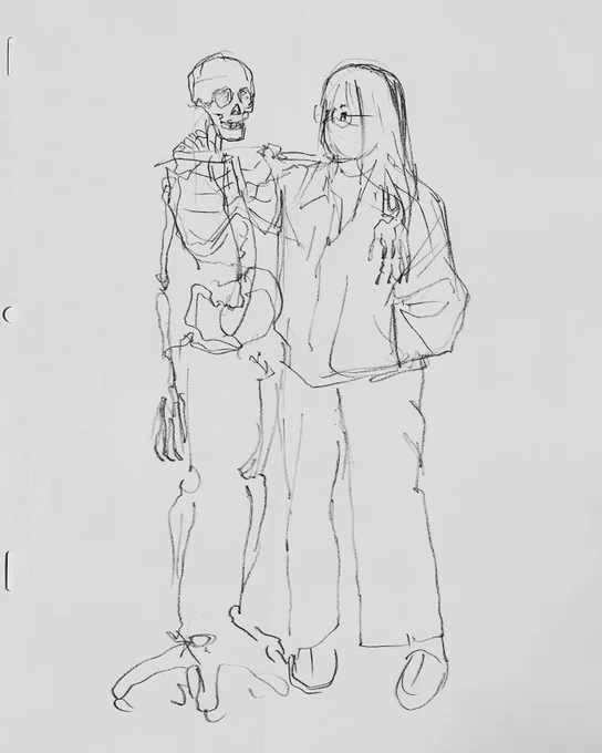 今週もクロッキー会に参加しました。「肘が描きたい」からはじまって、「人体模型と並んでみよう」まで発展しました。ワンポーズ5分。勉強になりました。 