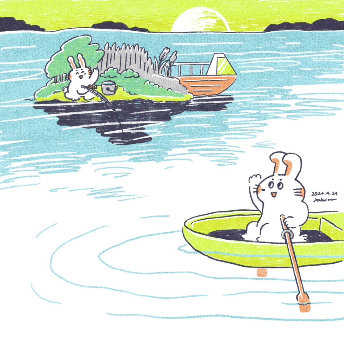 yabuinukon's tweet photo. やっほー🏝️🐇

#イラスト
#illustraion 
#オリジナルイラスト
#procreate https://t.co/LibmReZf02
