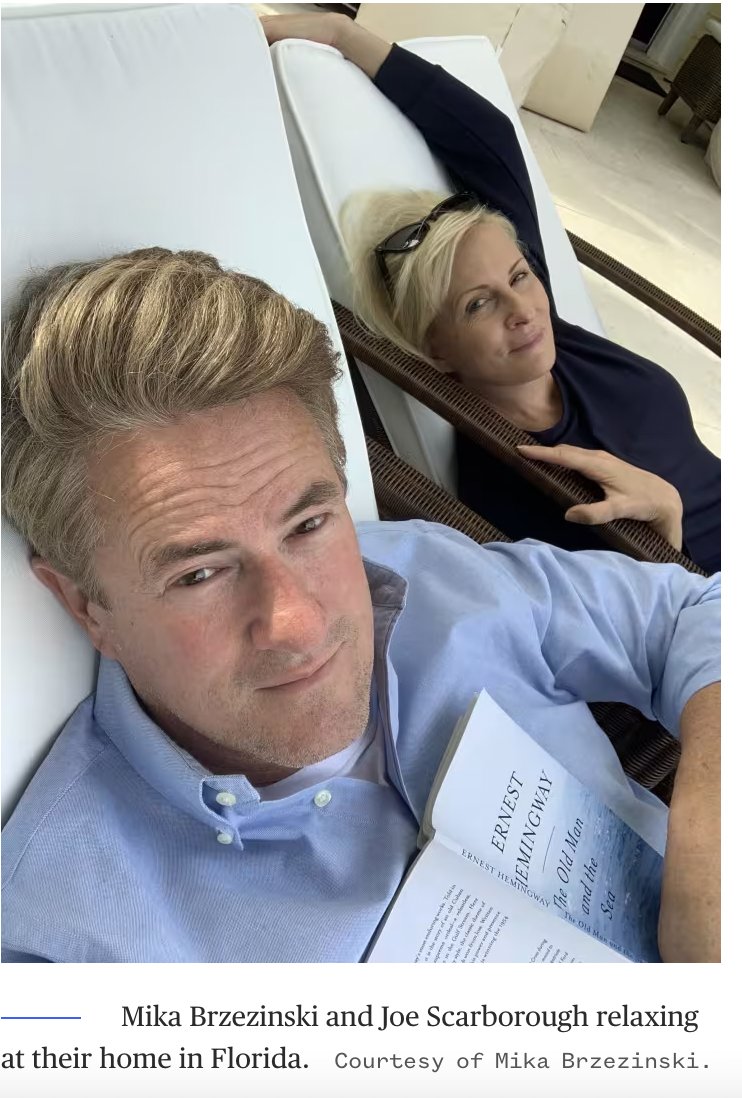 Mika Brzezinski and Joe Scarborough relaxing at their home in Florida.