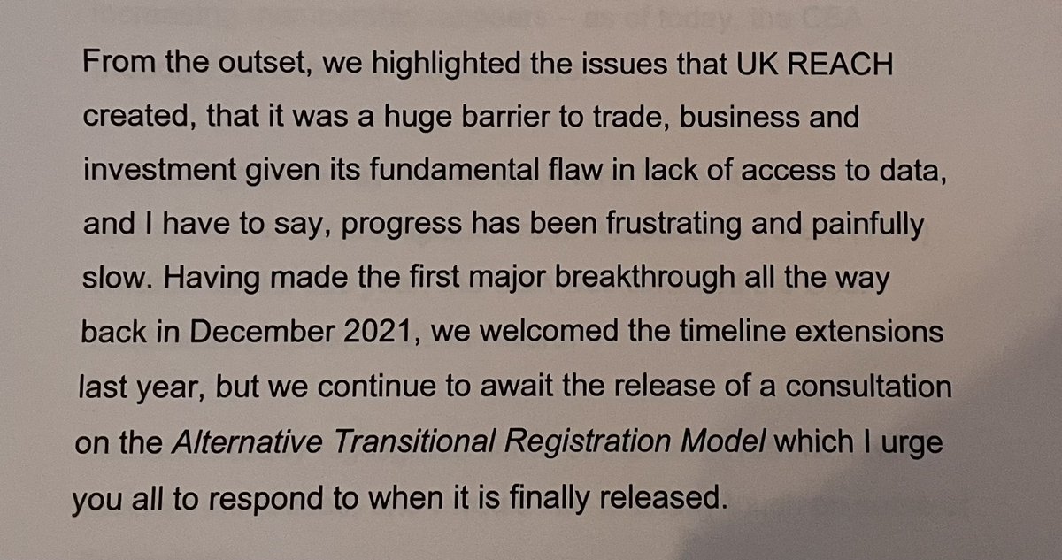 Three years after Brexit and Tim Doggett, boss of Chemical Business Association @ChemBusAssoc warns progress on UK REACH is “frustrating and painfully slow” — that’s the voice of the actual SME supply chain speaking. 🤯😖😡