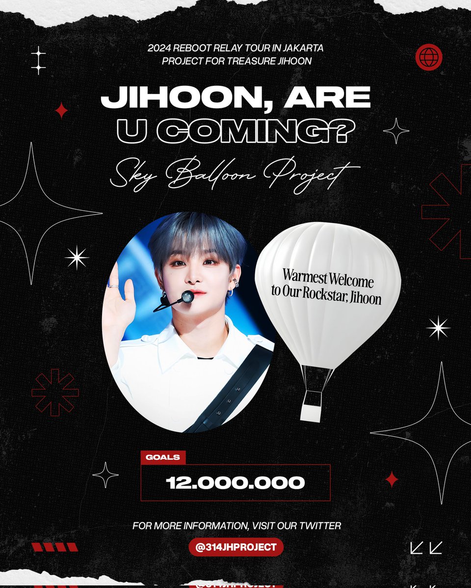 2024 Reboot Relay Tour in Jakarta for TREASURE JIHOON 𝙅𝙄𝙃𝙊𝙊𝙉, 𝘼𝙍𝙀 𝙐 𝘾𝙊𝙈𝙄𝙉𝙂? ➞ Sky Balloon Project 📅 29 – 30 June 2024 📍 Indonesia Arena Project held by @314JHPROJECT #JIHOON #RebootInJKT