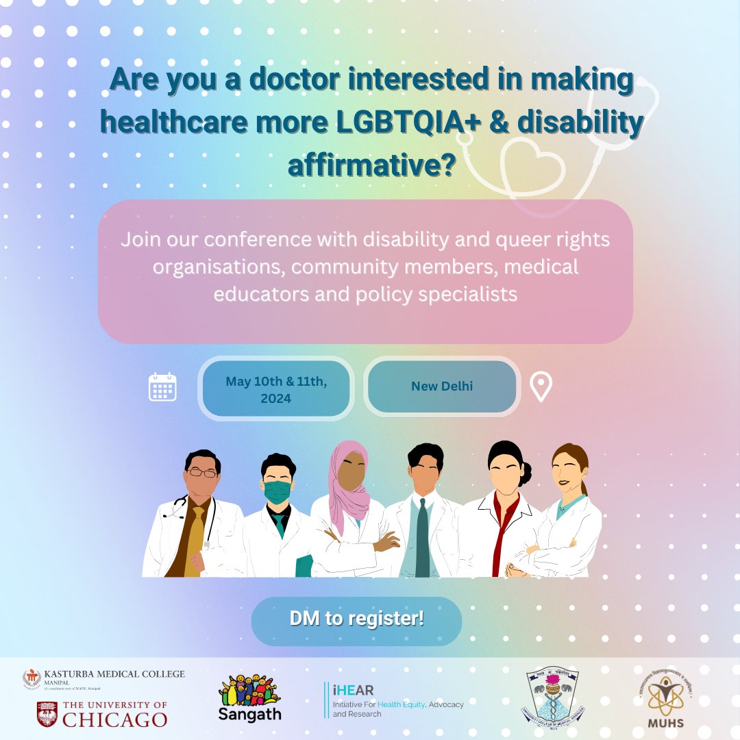 We're hosting ‘Advancing Queer and Disability Inclusion: iHEAR National Symposium on Health Humanities' in New Delhi on the 10th & 11th of May! If this sounds like advocacy you'd be interested in, DM to register 🏳️‍🌈♿🏳️‍⚧️