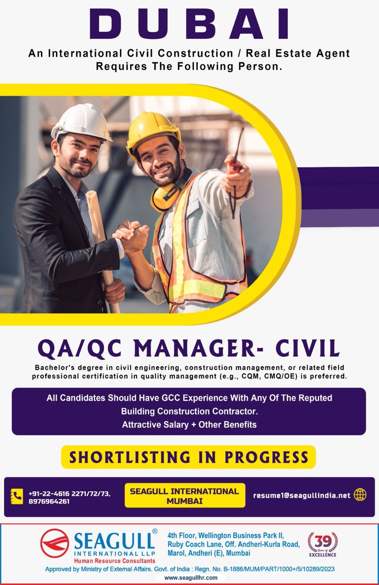 hrd1_seagull's tweet photo. 🇦🇪Dubai Jobs
📝Shortlisting In Progress
📍Location- Mumbai
.
.
.
#dubaijobs #seagull #QAQCManager #Civil https://t.co/QnBDI2H9PM
