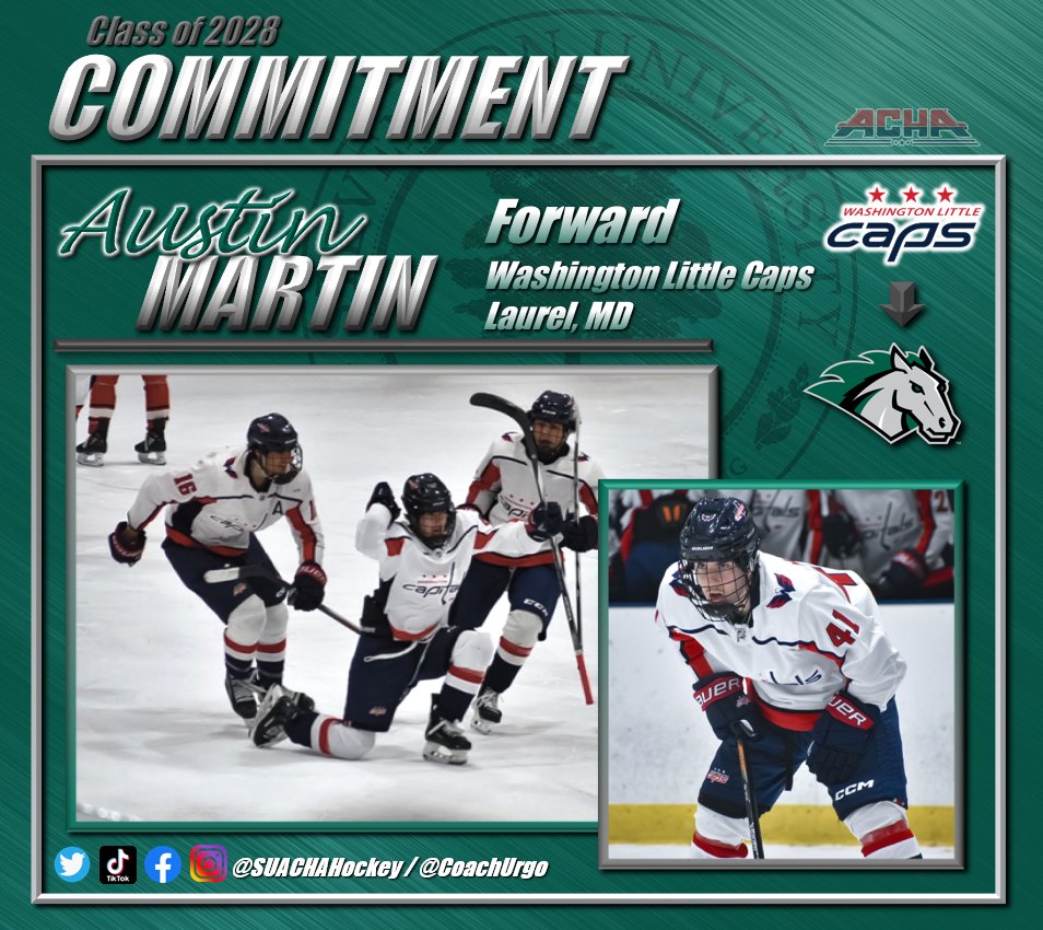 🚨 Commitment Alert 🚨

We are pleased to announce another commitment for fall of '24 and the class of '28!

Welcome FW- Austin Martin to the Stevenson ACHA Hockey family!

Austin comes to us from the <a href="/LittleCapitals/">Washington Little Caps</a>

#LL24 #family #greenhorses #rollstangs #collegehockey