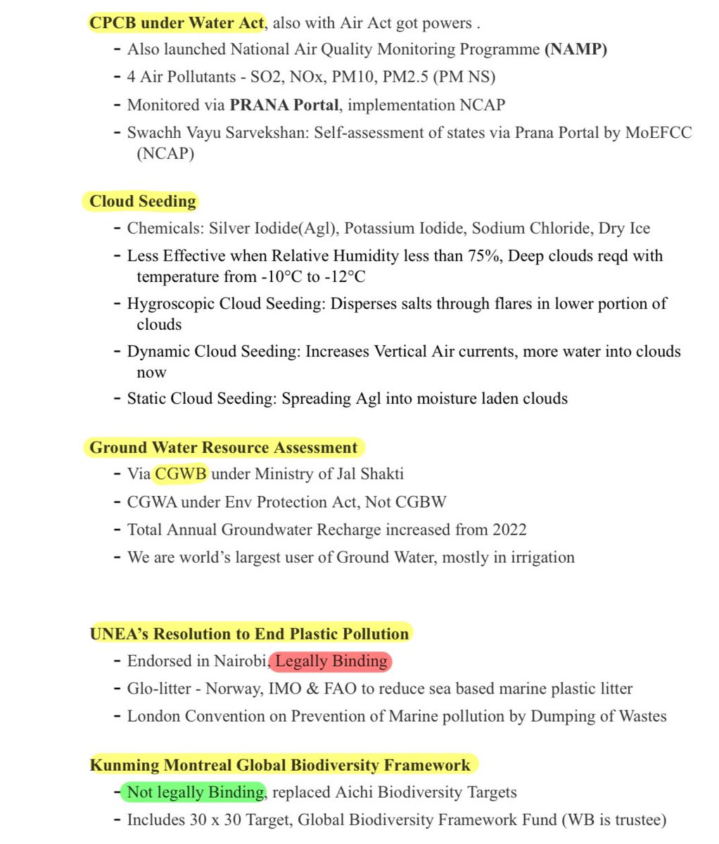 Environment for #UPSC  Prelims is linked to current affairs 

I have compiled news related to:-

• CoP28 & G20
• Species & Sanctuaries
• Govt Scheme & Intl Coalitions
• Other One Liners, Entire PT under 12 Pages

Just RT & Like the post, PDF Link in Bio ❤️🔖