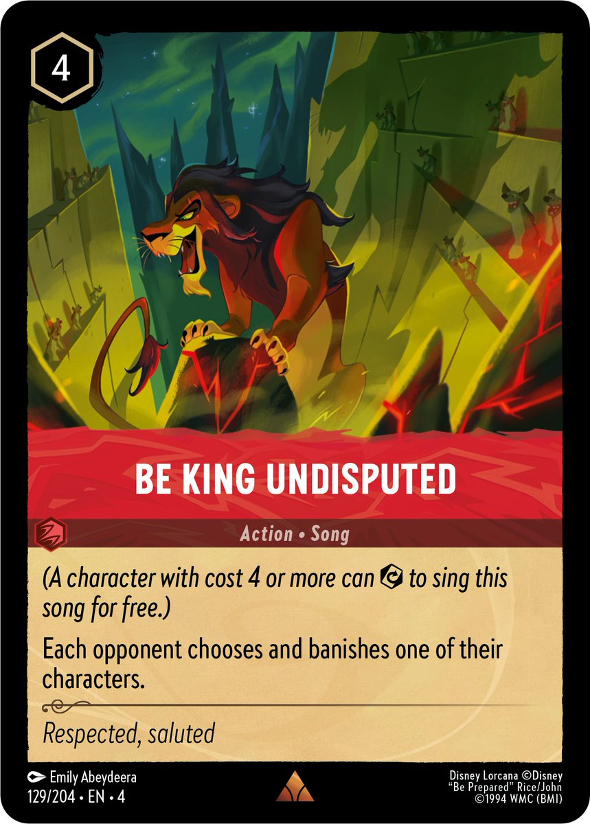 Check out these exclusive card reveals from the upcoming Disney Lorcana card  game set. Featuring the Lion King's Scar among other Disney characters!  (1/4)