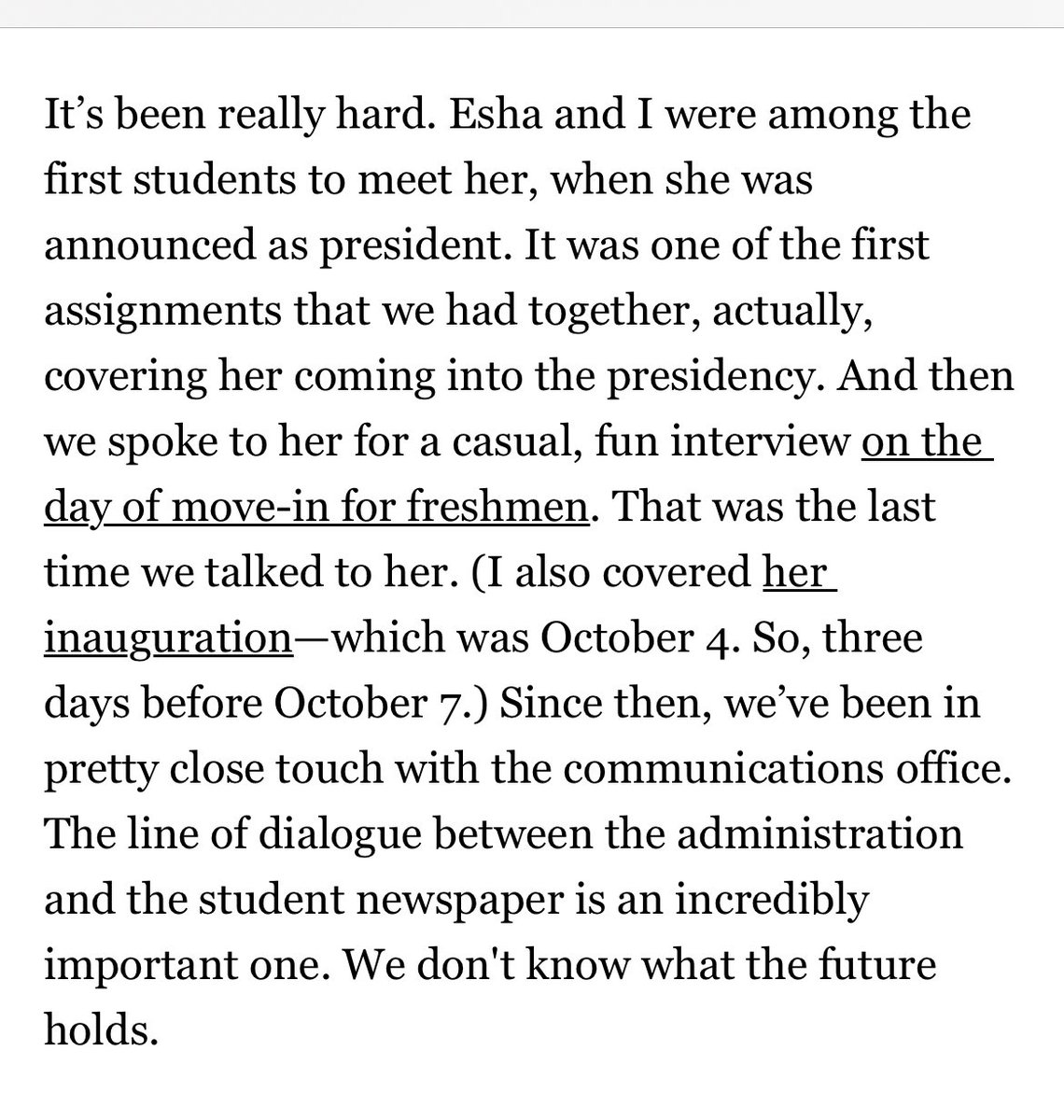 Columbia University’s president hasn’t talked to the editors of Columbia’s student newspaper in over six months. Whoever is advising Shafik to do that is making a huge mistake. cjr.org/the_media_toda…