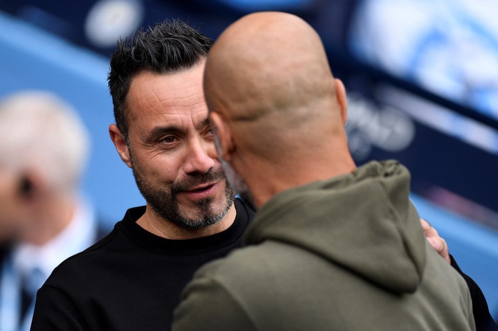 FabrizioRomano's tweet photo. 🔵🇮🇹 Pep Guardiola: “My admiration for Roberto de Zerbi is growing up every season”.

“The way they play is always there. De Zerbi has done, is doing, an incredible job in Brighton”. https://t.co/mJHiQfxF8u