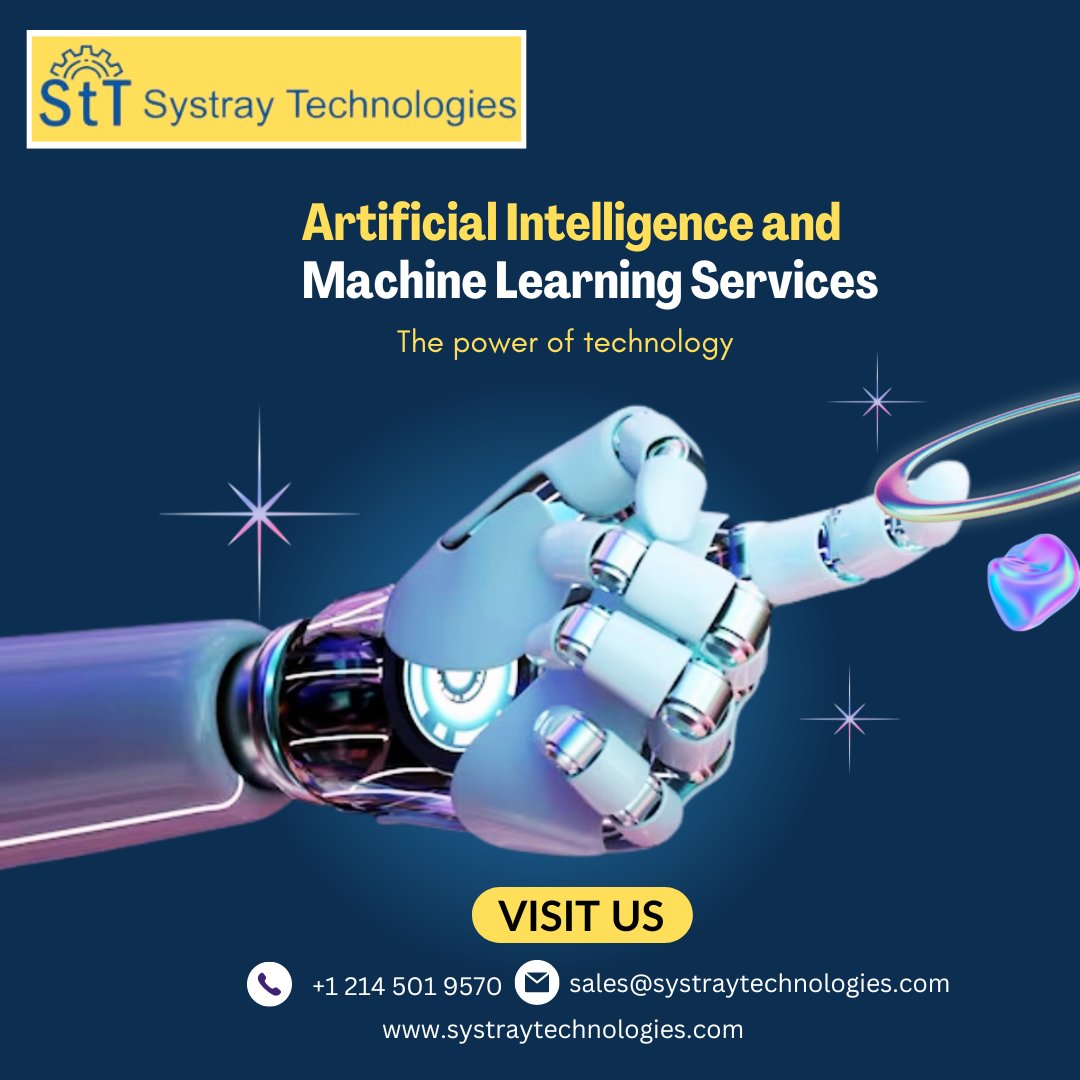 Empowering businesses with cutting-edge Artificial Intelligence and Machine Learning Services. 📷
Reach us for more details:
Email: sales@systraytechnologies.com
Phone: +1 214 501 9570
#AI #ML #SystrayTechnologies #AdvancedRobotics #InnovationLeaders